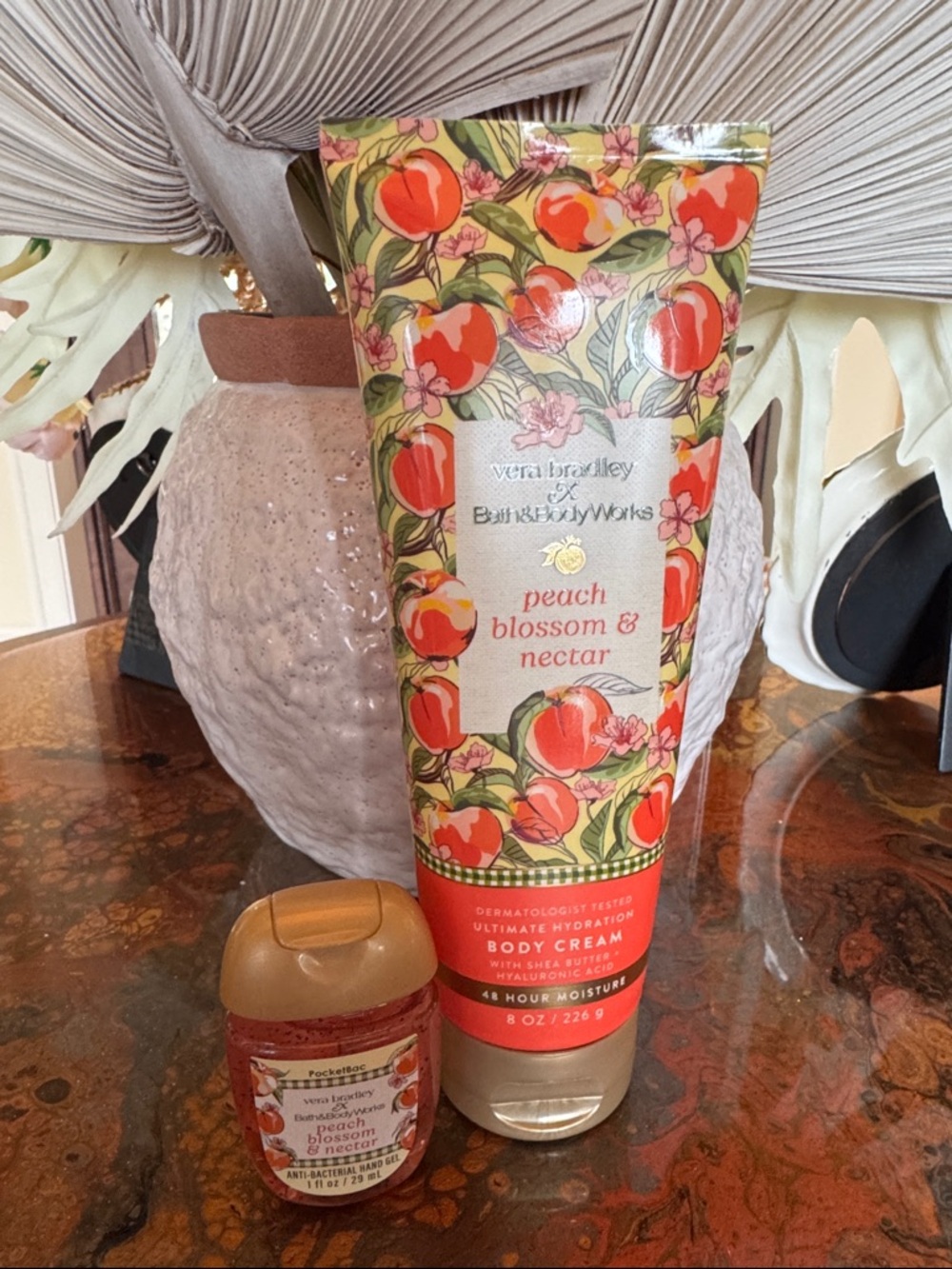 Vera Bradley Peach Blossom & Nectar Body Cream & Sanitizer